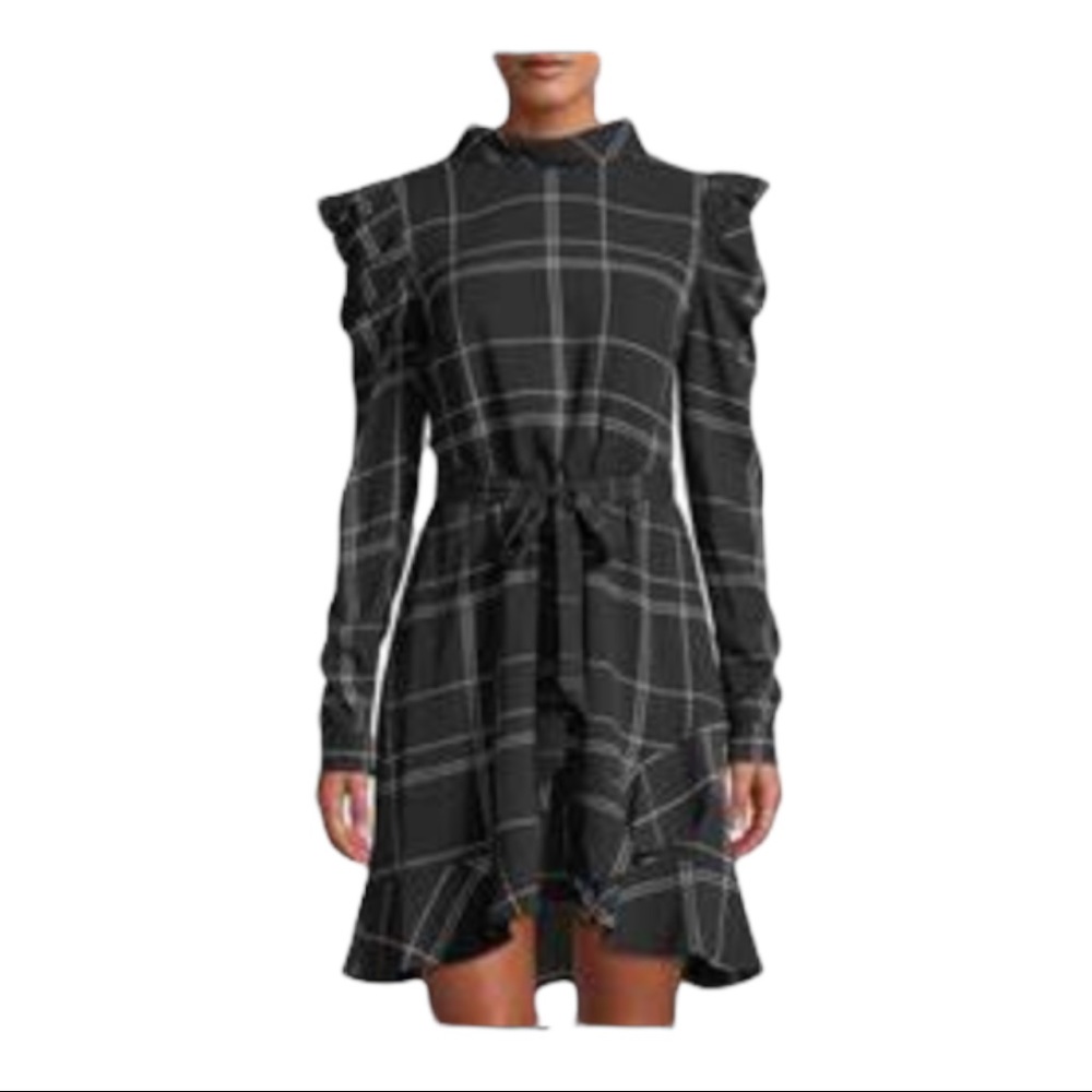 🆕🔥JULIA JORDAN RUFFLED PLAID CREPE DRESS NWT
